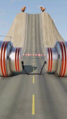 Cars & School Bus vs Chained Hydraulic Crush - #39