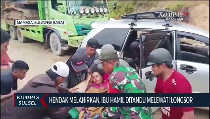 Hendak Melahirkan, Ibu Hamil Ditandu Melewati Longsor