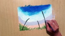 Drawing dandelion flowers with acrylic colors - Simple drawing - easy drawing