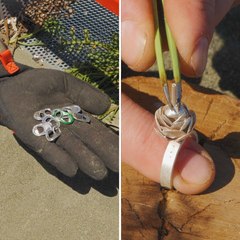  He made a ring out of beach rubbish!  #upcycling