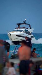 It looked like it may tip over but I don't know much about yachts. at the Haulover Inlet in Bal Harbour, Florida