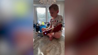 Boy, 5, rides scooter hours after being fitted with bionic arm