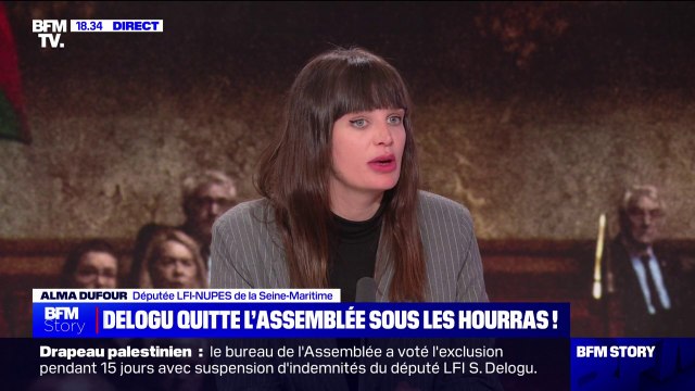 Député insoumis suspendu après avoir brandi un drapeau palestinien dans l'Hémicycle: La France est dans un deux poids deux mesures qui n'est plus tolérable , affirme Alma Dufour (LFI)