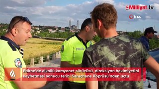 Alkollü sürücü Edirne'de 573 yıllık tarihi köprüye zarar verdi