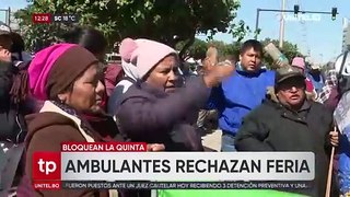 Comerciantes de la zona Cumavi protestan en puertas de la Quinta Municipal en rechazo a una feria de invierno