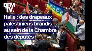 Des drapeaux palestiniens brandis au sein de la Chambre des députés italienne