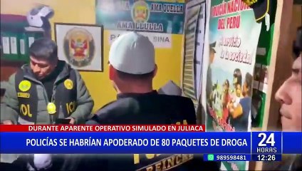 Скачать видео: Agentes policiales habrían simulado operativo para apoderarse de 80 paquetes de droga