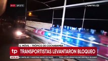 Transporte Libre del trópico de Cochabamba da cuarto intermedio y levantan bloqueo en la ruta nueva a Santa Cruz