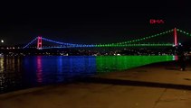 İstanbul'da köprüler Azerbaycan bayrağının renklerine büründü
