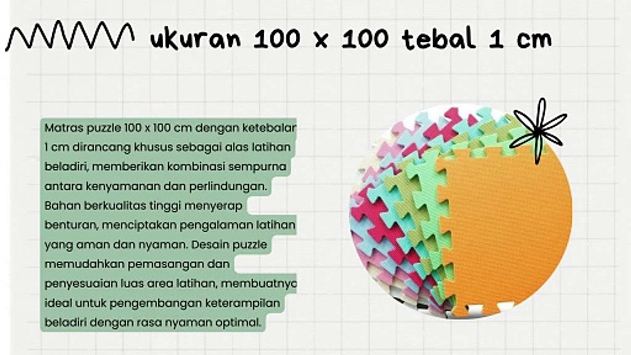 berbagai macam warna dan ukuran matras puzzle