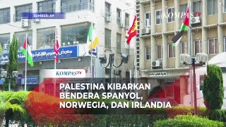 Bendera Spanyol, Norwegia, dan Irlandia Berkibar di Tepi Barat Palestina