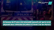 Un homme fouille des voitures près d'un commissariat à Créteil