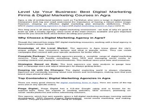 Level Up Your Business: Best Digital Marketing Firms & Digital Marketing Courses in Agra