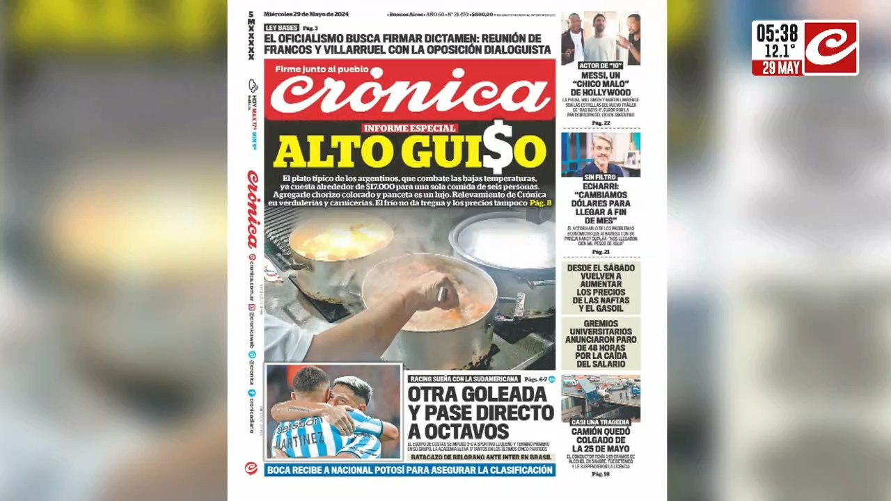 Preparar un "alto guiso" ya cuesta cerca de 17 mil pesos