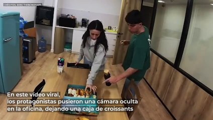 El vídeo viral de una cámara oculta en una empresa captando a un ladrón de bollos