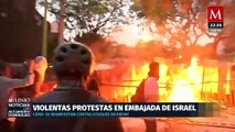 Ataque con bombas molotov a la embajada de Israel en México; 6 policías heridos