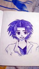 Drawing of a boy with pen shading