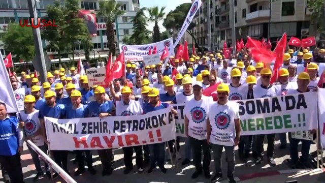 Manisa'nın Soma ilçesi ithal kömüre hayır sloganlarıyla inledi