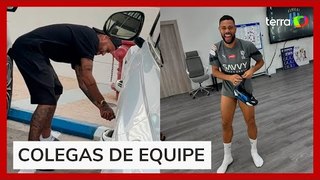 Neymar faz ‘pegadinha de vingança’ e fura pneu de carro de companheiro de time