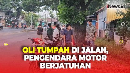 Hati-Hati! Ada Tumpahan Oli di Jalan Komodor Laut Yos Sudarso Medan, Pengendara Motor Berjatuhan