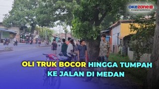 Oli Truk Bocor hingga Tumpah ke Jalan, Pengendara Motor Berjatuhan di Medan