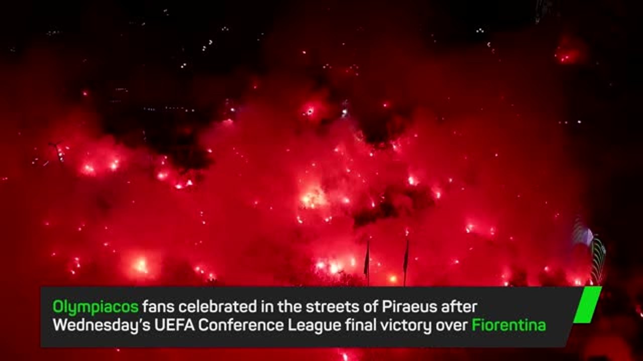 Olympiacos fans turn Athens red after Conference League triumph