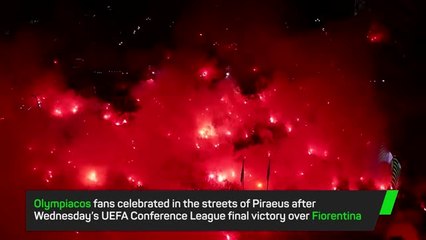 Olympiacos fans turn Athens red after Conference League triumph