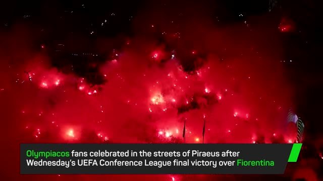 Olympiacos fans turn Athens red after Conference League triumph
