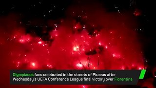 Olympiacos fans turn Athens red after Conference League triumph