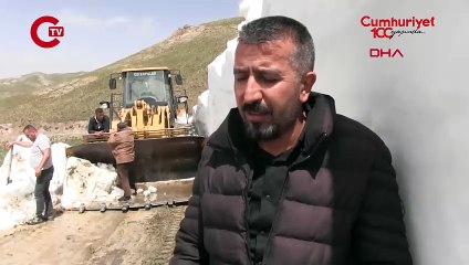 Van'da 3 bin 200 rakımlı yayla yolunda karla mücadele