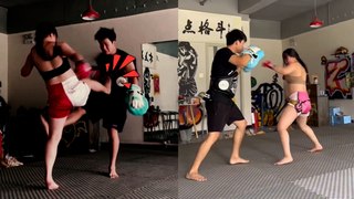 Pregnant woman shows off INCREDIBLE Thai BOXING SKILLS