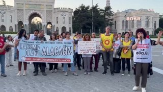 Özel sektör öğretmenleri, MEB önünde başlattıkları eylemleri İstanbul Üniversitesi önünde devam etti
