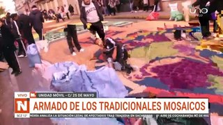 Jueves de Corpus Christi: Estudiantes realizan los tradicionales mosaicos de flores