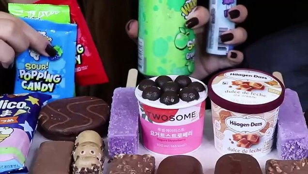 ASMR LEFTOVER DESSERT RACE! MALTESERS ICE CREAM CUP, MILKA, GIANT CHOCOLATE ICE CREAM BAR, KINDER 먹방