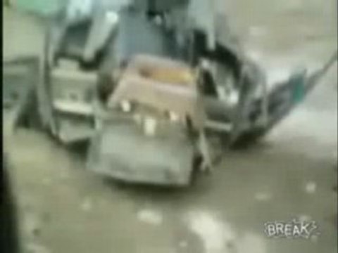 Snowmobiler Totals Parked Car