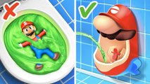 Mario Drowns In The Toilet! *Cool Gadgets And Crafts For Mario Fans*