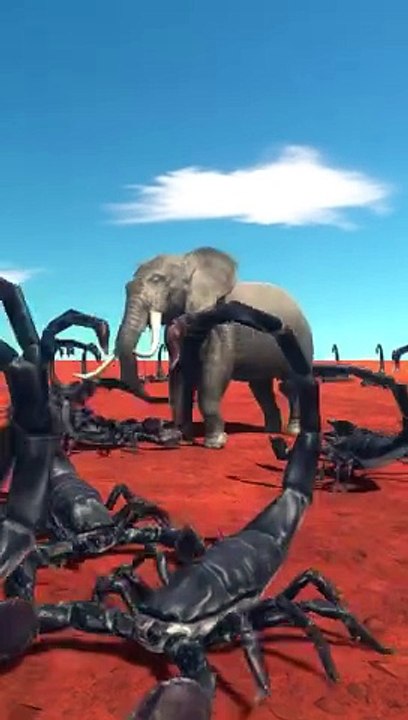Dungeons 100 Scorpions vs Elephant 3D Animation Animal Cartoon Fighting Game