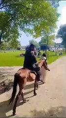 Enjoining horse riding, But it's not easy to ride for first time.