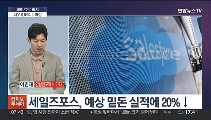 [3분증시] 뉴욕증시, 세일즈포스 실적충격에 약세…나스닥 1.08%↓