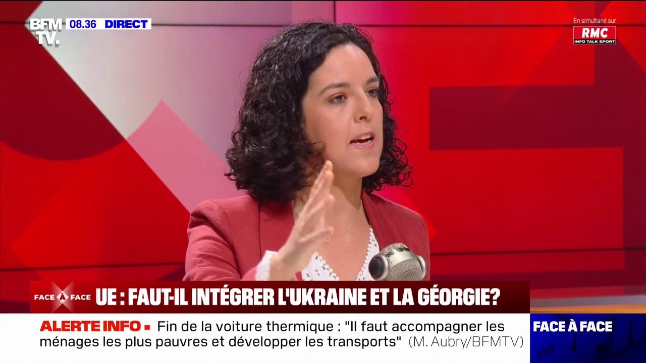 Manon Aubry défavorable à l'entrée de l'Ukraine dans l'Union européenne et à "tout élargissement"