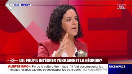 Manon Aubry défavorable à l'entrée de l'Ukraine dans l'Union européenne et à "tout élargissement"