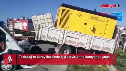 Tekirdağ'da iki işçi servisi çarpıştı! 18 kişi yaralandı