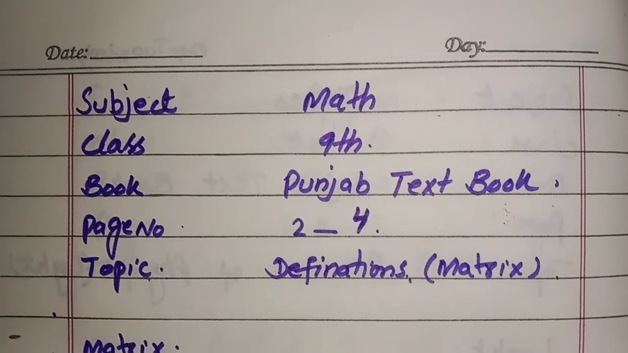Definition (Ex 1.1) Math Class 9Th Punjab Text Book