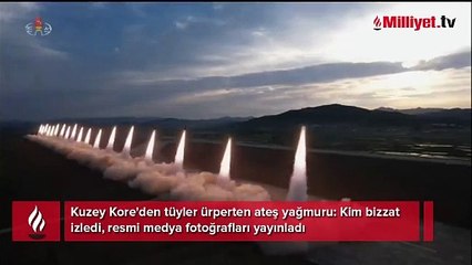 Kuzey Kore'den tüyler ürperten ateş yağmuru! Kim bizzat izledi, resmi medya fotoğrafları yayınladı