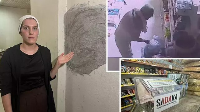 Duvarını balyozla kırdığı marketi soydu, yorulunca meyve suyu içip dinlendi