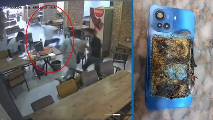 Yeni aldığı telefon cebinde yandı; yaşanan panik kamerada