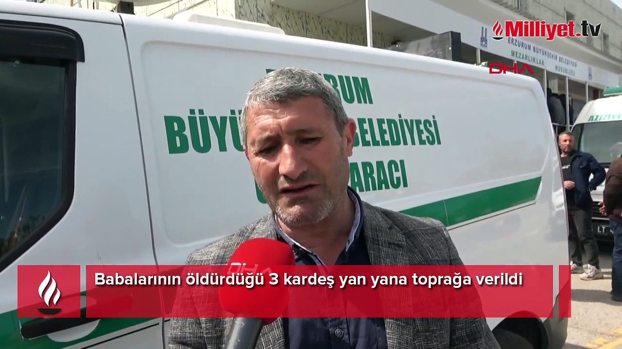 Babaları tarafından öldürülen 3 kardeş yan yana defnedildi