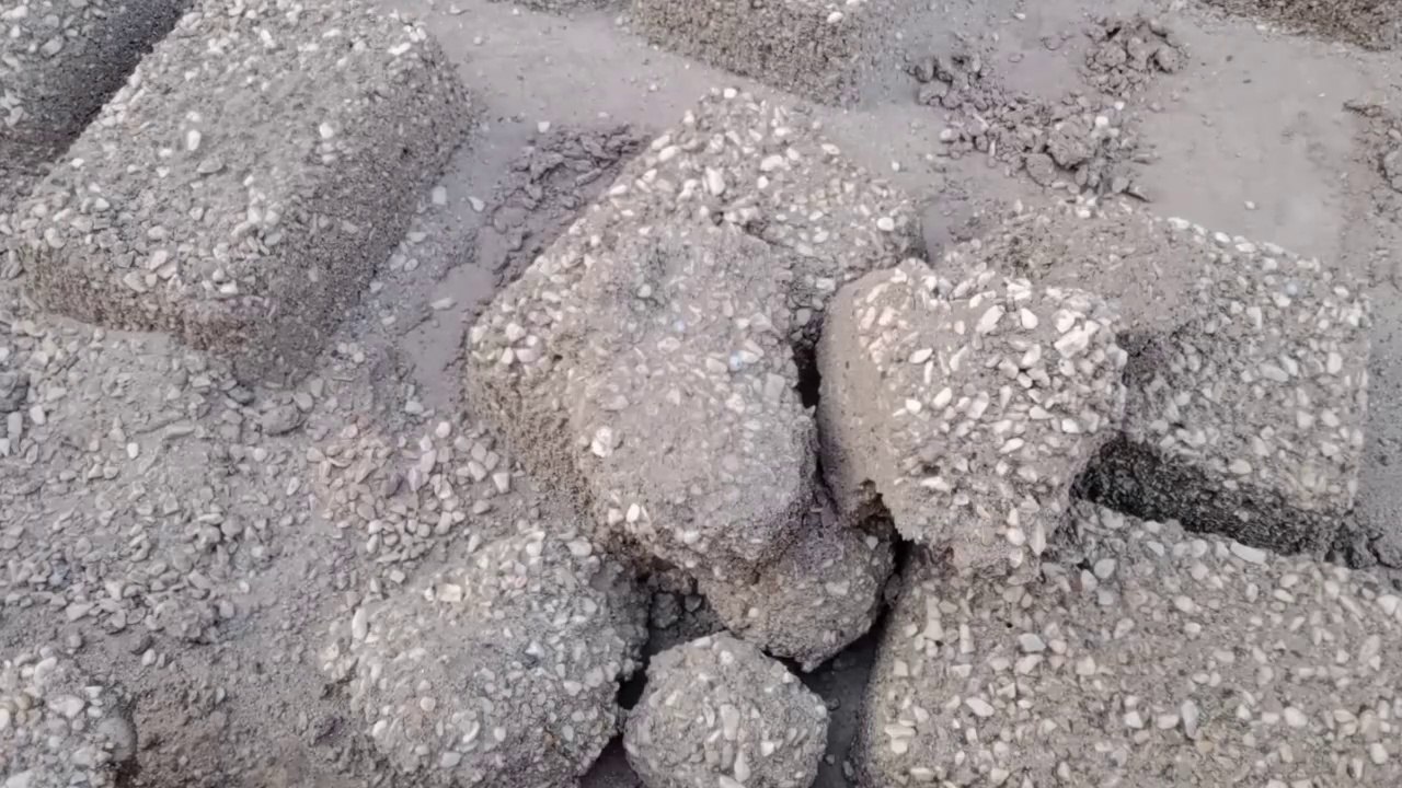 Dusty crunchy Sand cement concrete crumble DRY on floor and Water  satisfying sound asmr