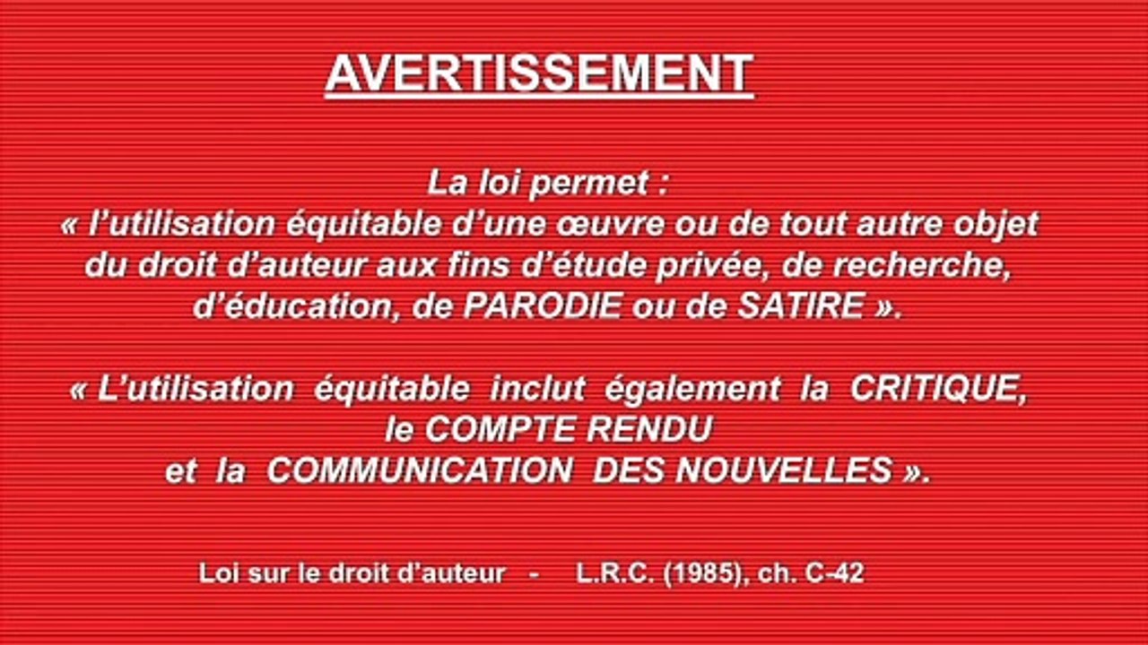 La loi permet l'utilisation équitable d'une oeuvre Vidéo Dailymotion
