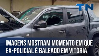 Imagens mostram momento em que ex-policial é baleado em Vitória